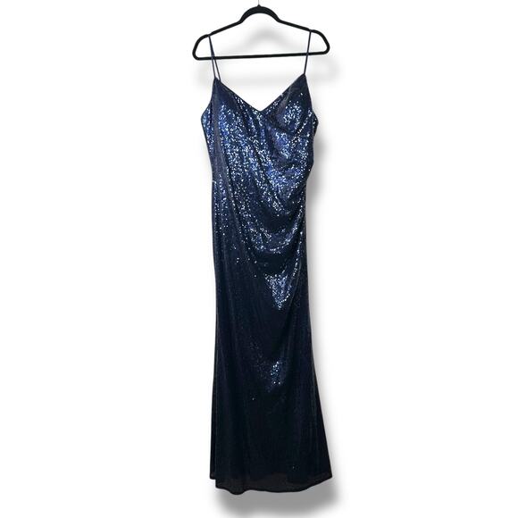Ever Pretty Navy Blue Sexy Spaghetti Straps Fishtail Sequin Evening Gown US 16 - Picture 4 of 12